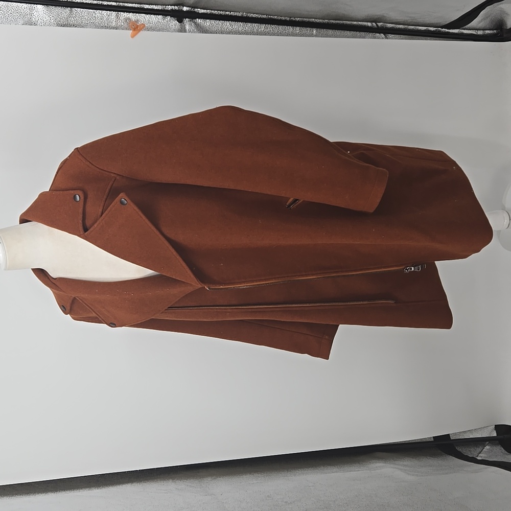 ASOS brown wool blend overcoat mens large